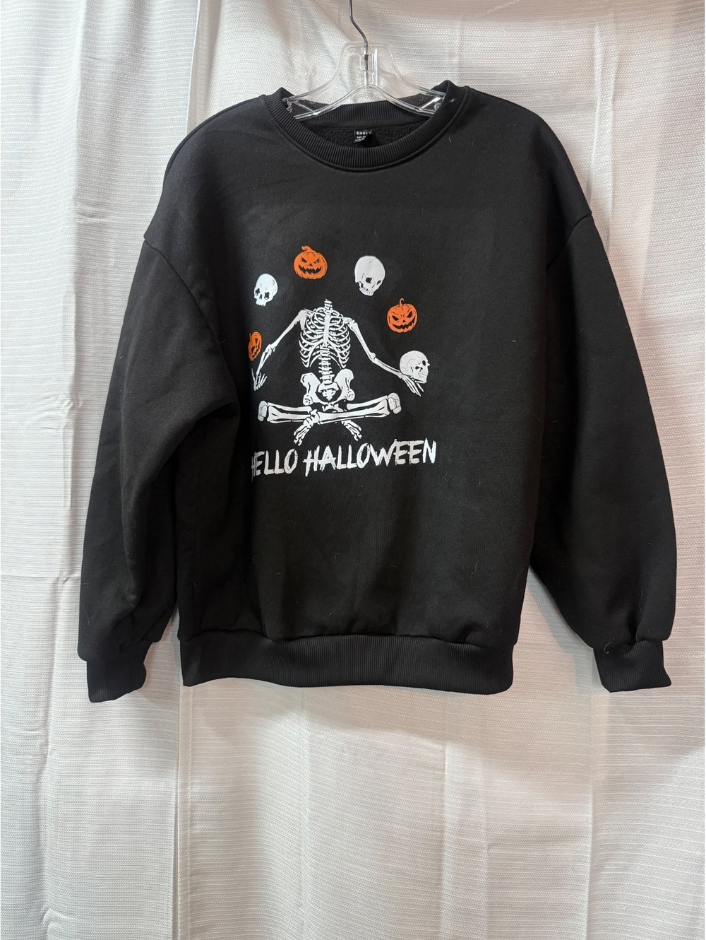 SHEIN Black Halloween Skeleton Graphic Sweatshirt Size Small